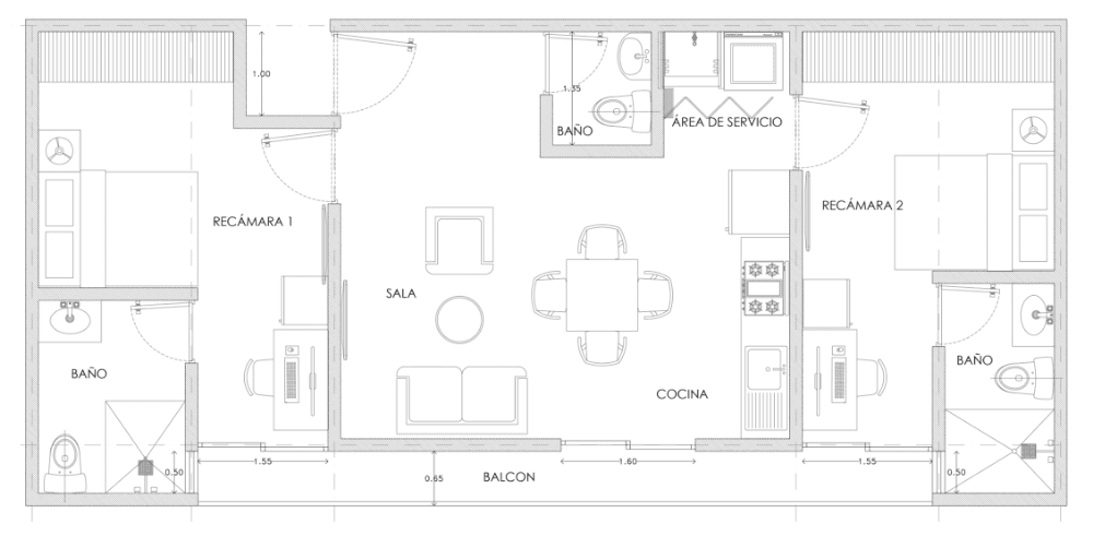 Plano de departamento tipo 1