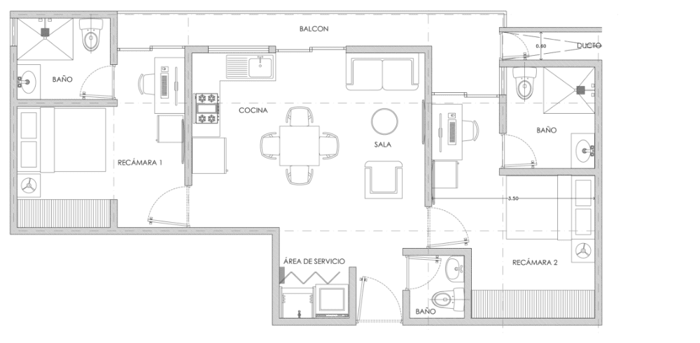 Plano de departamento tipo 2