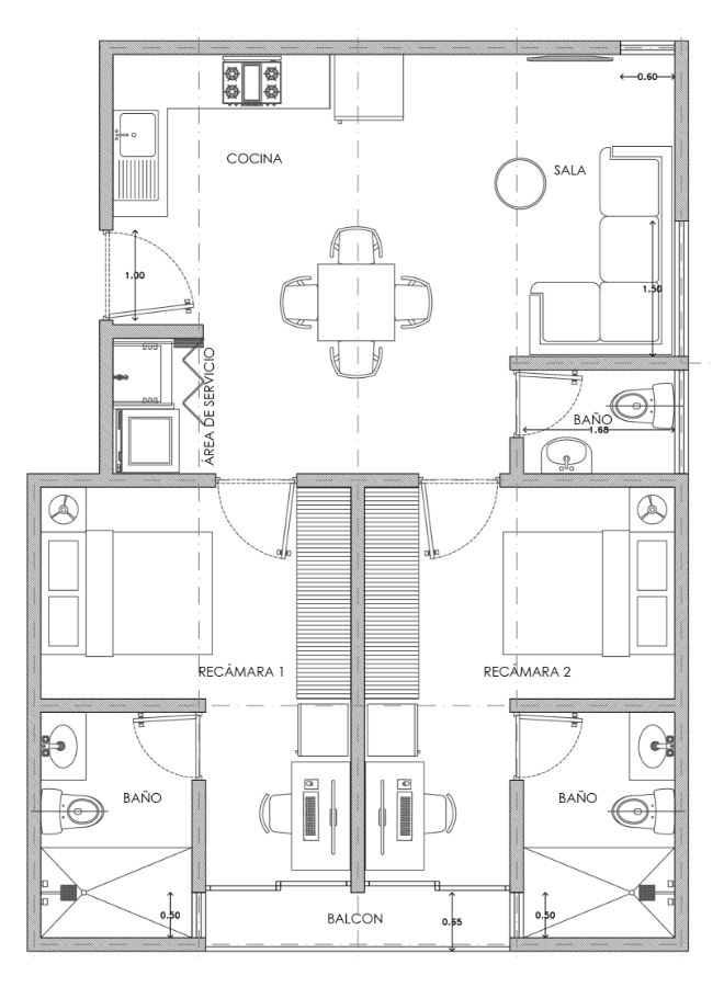 Plano de departamento tipo 3